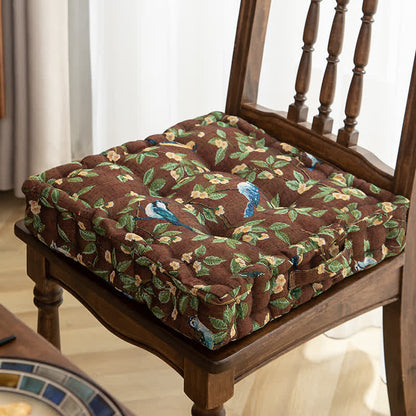 Bird Leaf Jacquard Chair Pad Floor Cushion