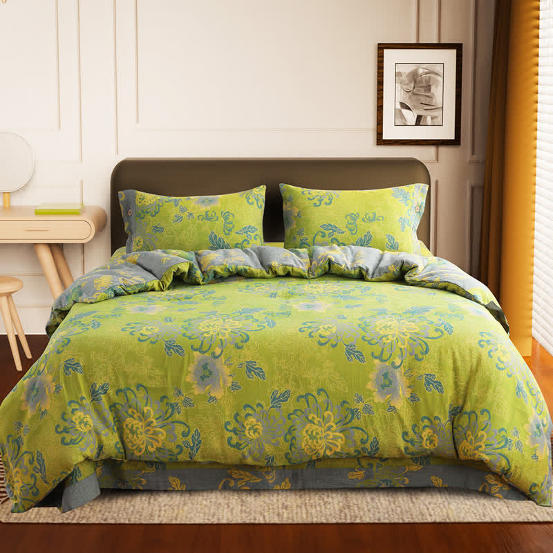 Luxurious Jacquard Floral Cotton Gauze Bedding Set(4PCS)