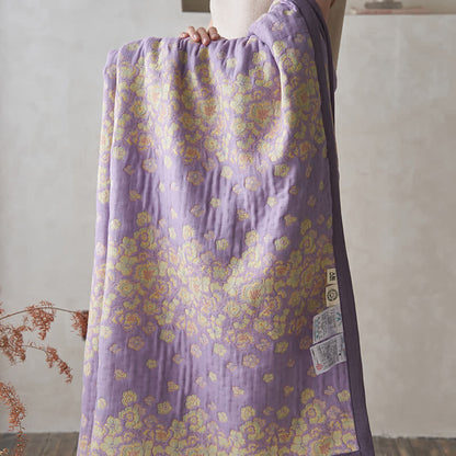 Rustic Purple Floral Cotton Gauze Quilt