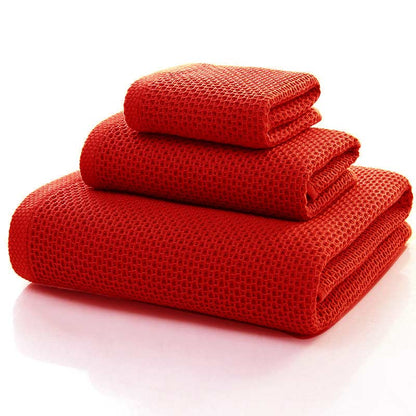 Ownkoti Simple Cotton Towel Honeycomb Weave Square Towel Set (3-Pack)
