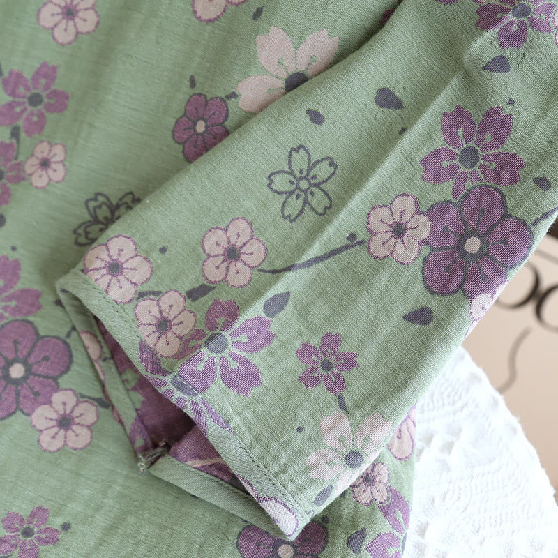 Plum Blossom Bowknot Pure Cotton Loungewear Set