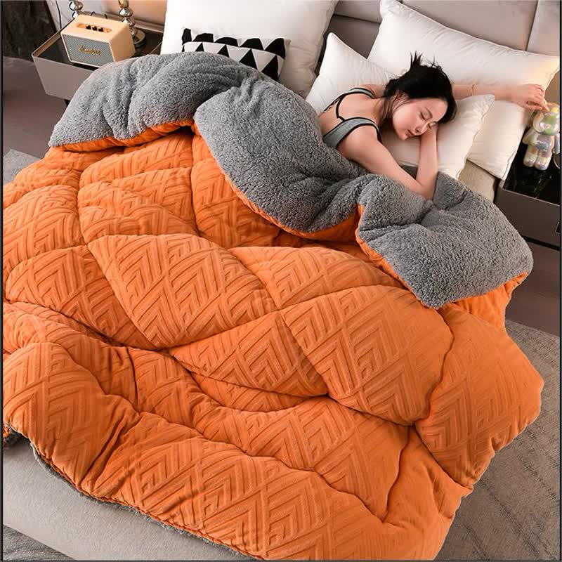 Thick Sherpa Winter Blanket with Quilt Core
