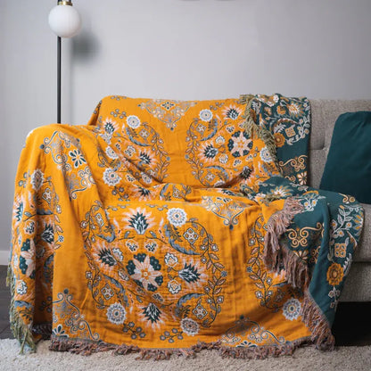 Ownkoti Vintage Throw Blanket Flower Sofa Cover