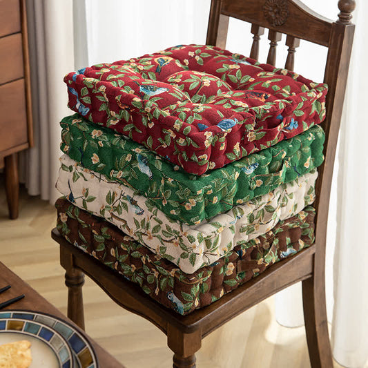 Bird Leaf Jacquard Chair Pad Floor Cushion