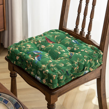 Bird Leaf Jacquard Chair Pad Floor Cushion