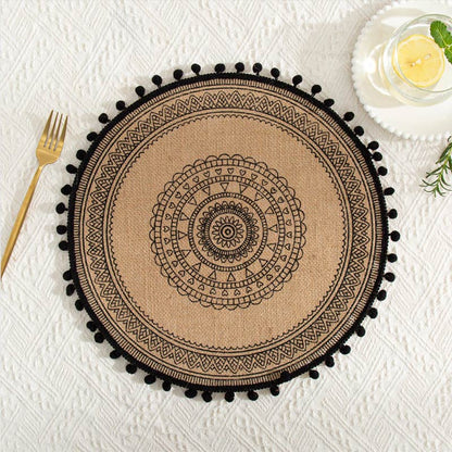 Black Woven Cotton Linen Table Mats (3PCS)