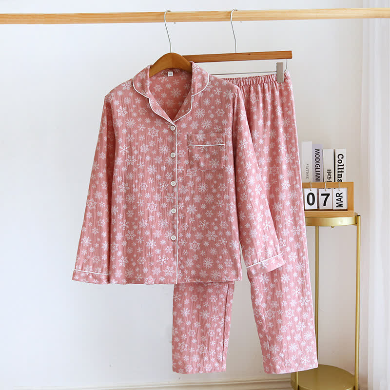 Snowflake Print Soft Cotton Loungewear Set ownkoti