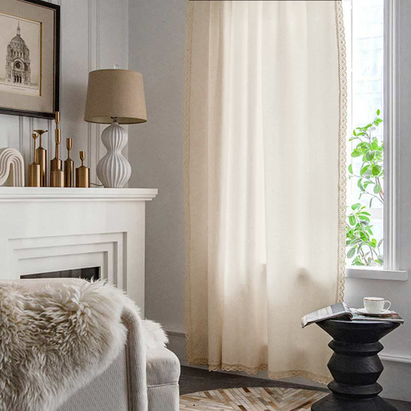 Cotton White Curtain Hollow-Out Drapes with Tassel Curtains Ownkoti 5