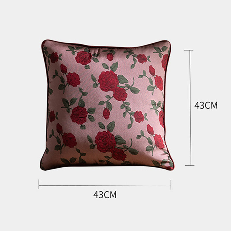 The Size of Retro Red Rose Zipper Pillowcase