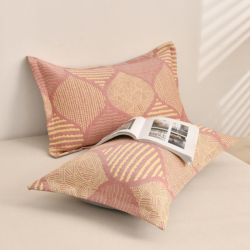 Ownkoti Irregular Stripe Pattern Cotton Gauze Quilt Quilts Ownkoti Pink 2PCS Pillowcases 19" × 29"