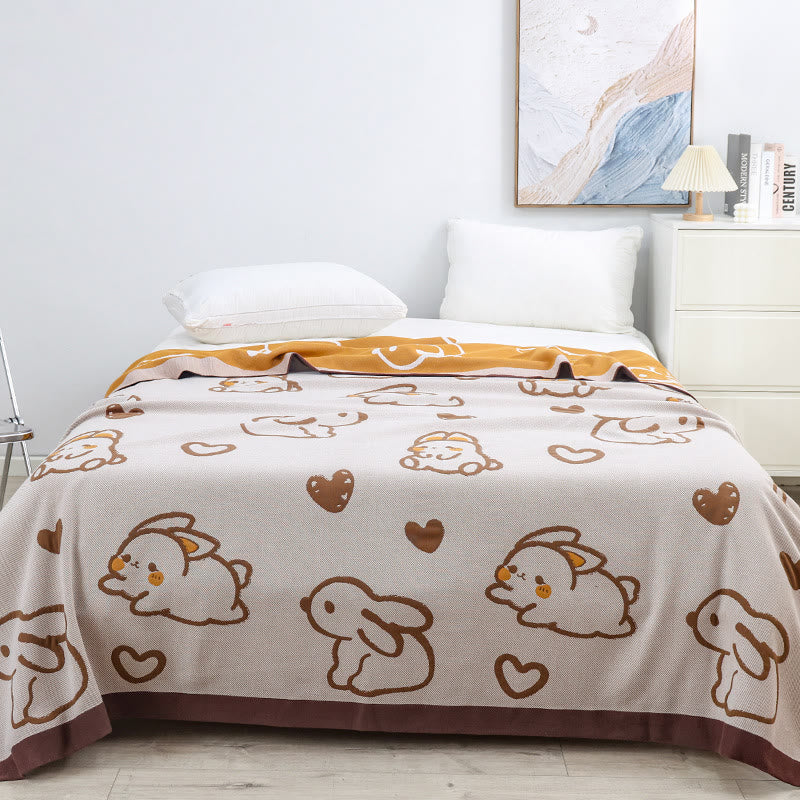 Cute Rabbit Cotton Gauze Reversible Quilt Quilts Ownkoti 5