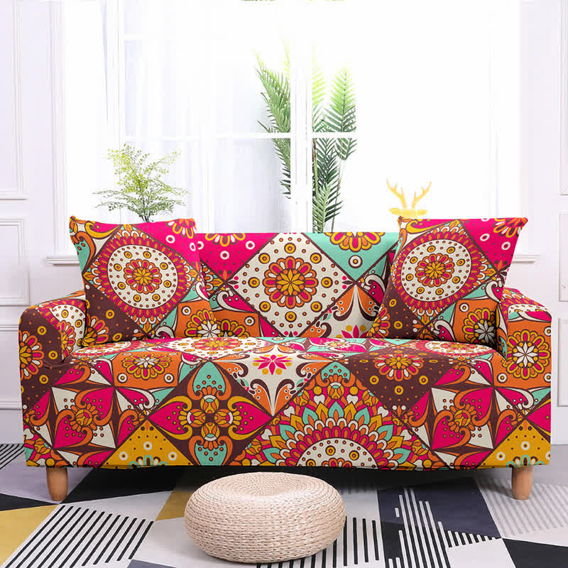 Ownkoti Retro Pattern Elastic Stretchable Couch Cover ownkoti