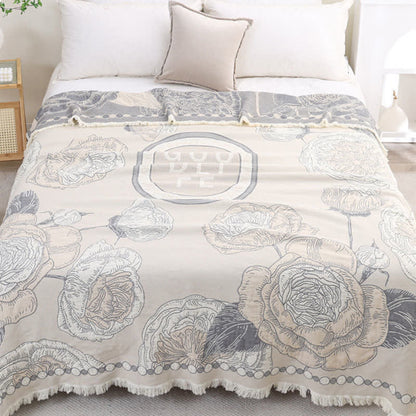 Floral Pure Cotton Blanket Sofa Cover