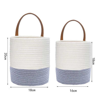 The Size of Cotton Wall Hanging Baskets Plant Flower Pot with Handle (2PCS)