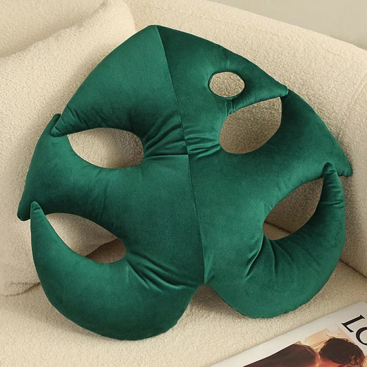 Ownkoti Tropical Green Monstera Cushion Plush Pillow