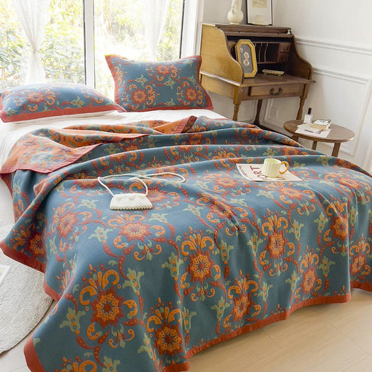 Flower Jacquard Three Layer Reversible Quilt