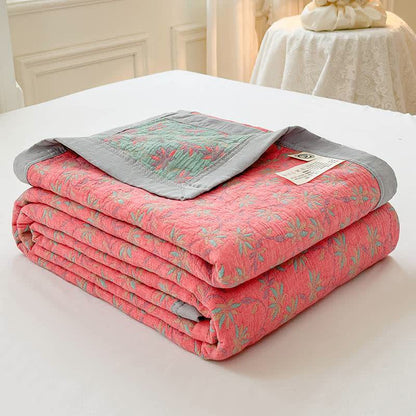 Blooming Flower Pure Cotton Quilted Coverlet