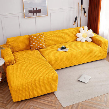 Pure Color Seersucker Stretchable Sofa Cover