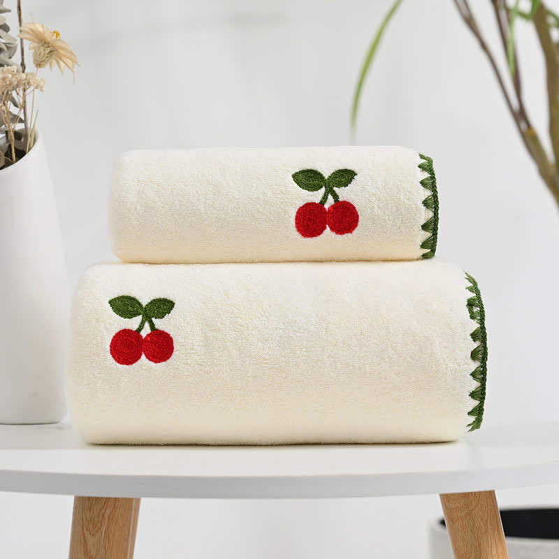 Fruit Bathroom Towel Beach Towel Set (2PCS) Towels Ownkoti White