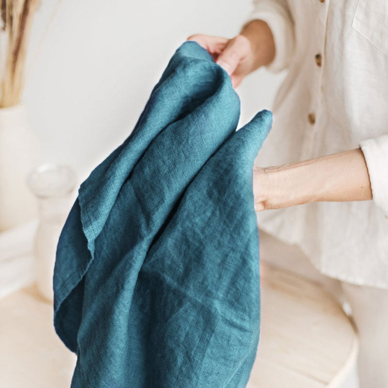 Linen Gray Blue Solid Color Towel Napkins (2PCS)