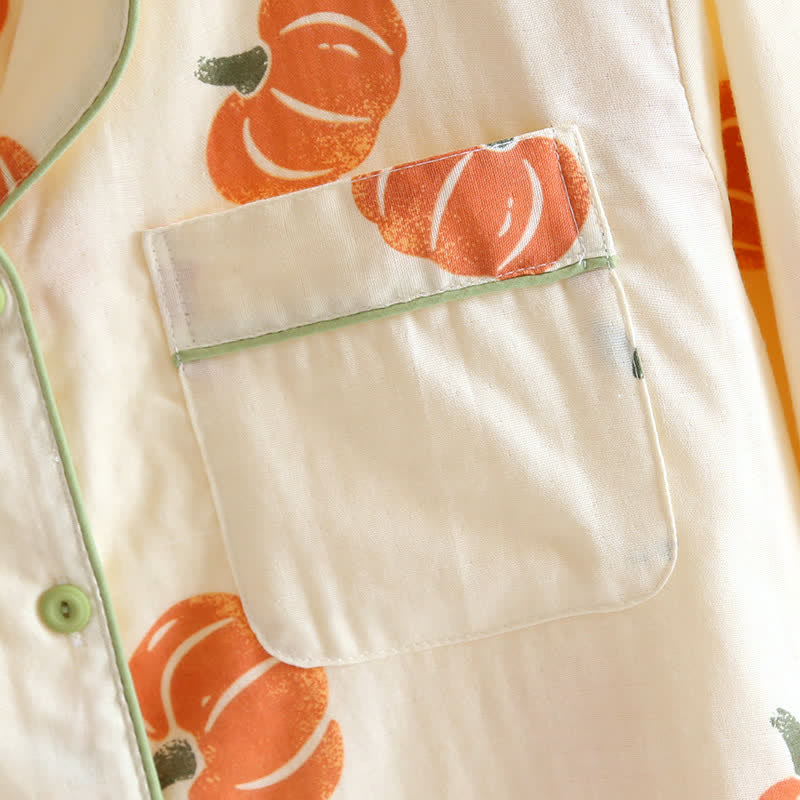 Simple Pumpkin Print Cotton Loungewear Set Loungewear Ownkoti 4