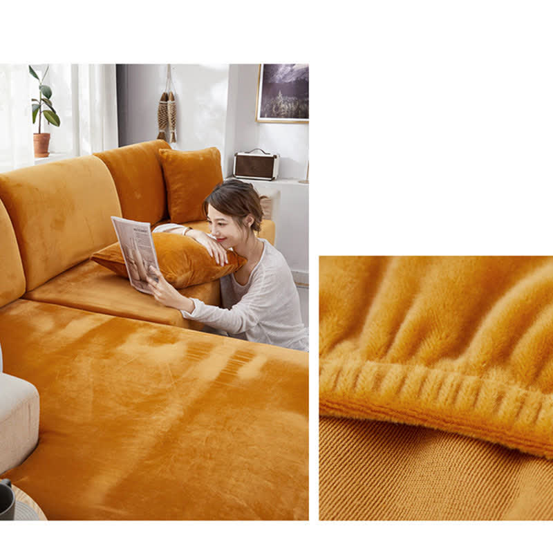 Ownkoti Suede Stretchable Sectional Couch Cover