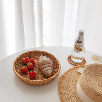 Hand Woven Round Rattan Tray for Food