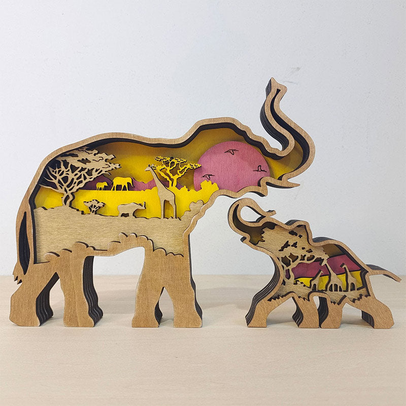 Wooden elephant family fashion