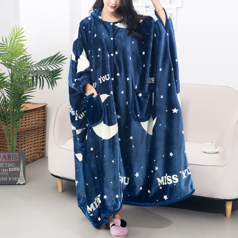Moon & Star Long Hooded Shawl Blanket