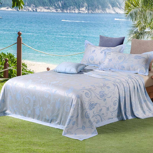 Simple Tulip Coverlet Blanket & Pillowcases (3PCS) Coverlets Ownkoti Blue King