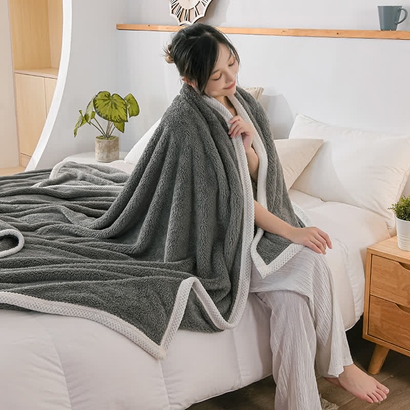 Solid Color Double-sided Throw Blanket