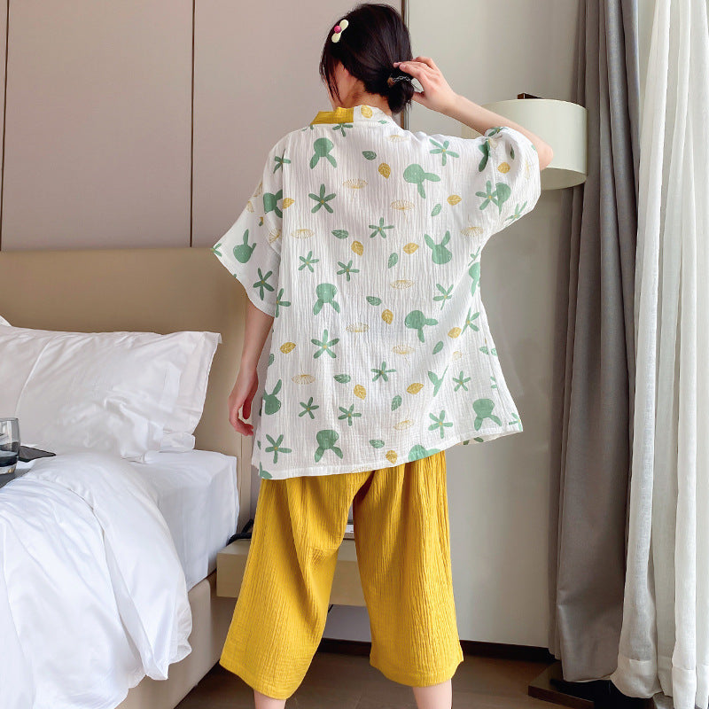 Cotton Gauze Plus Size Fresh Pajama Set