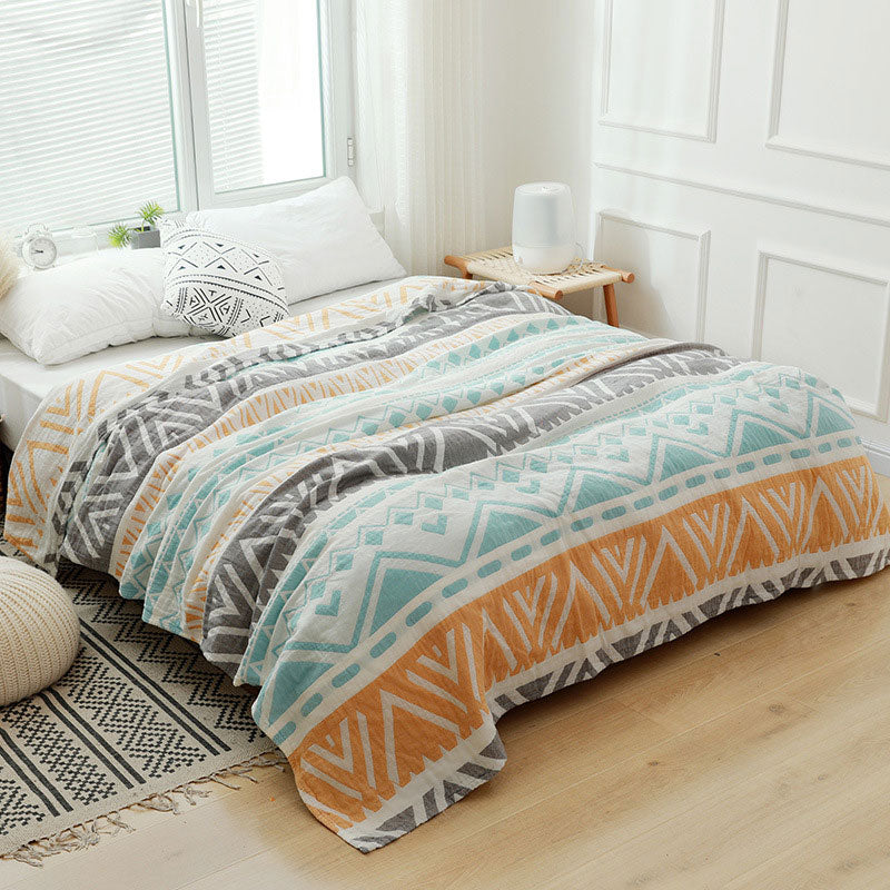 Lightweight Colorblock Cotton Bed Blanket Quilt