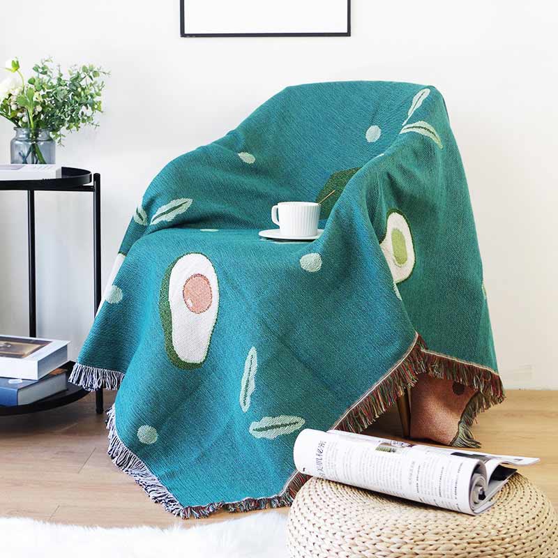 Ownkoti Avocado Print Blanket with Tassel