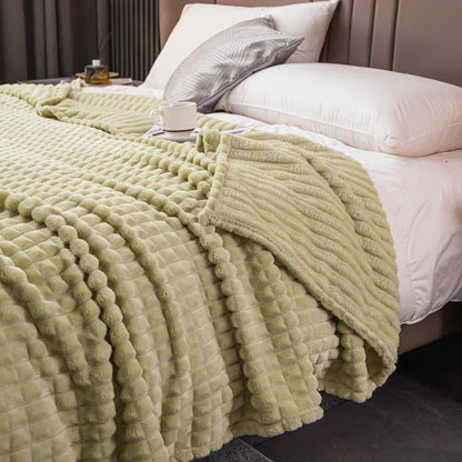 Solid Color Grid Soft Throw Blanket Blankets Ownkoti Green Queen