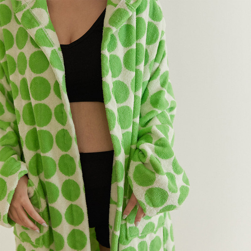 Polka Dots Hooded Bathrobe with Belt