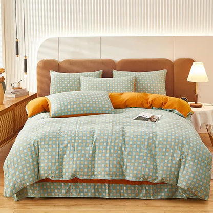 Green & Orange Pure Cotton Bedding Sets (4PCS) Bedding Set Ownkoti 1
