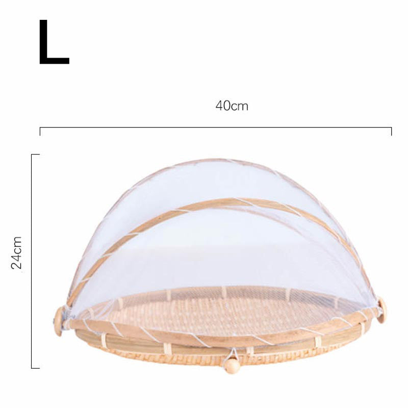 The Size of Creative Hand-Woven Food Basket / Tray with Net Cover