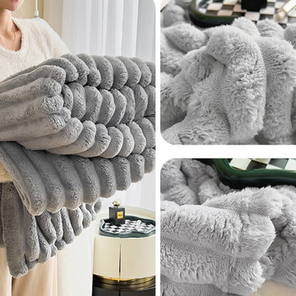 Solid Color Rabbit Fleece Throw Blanket Blankets Ownkoti 31