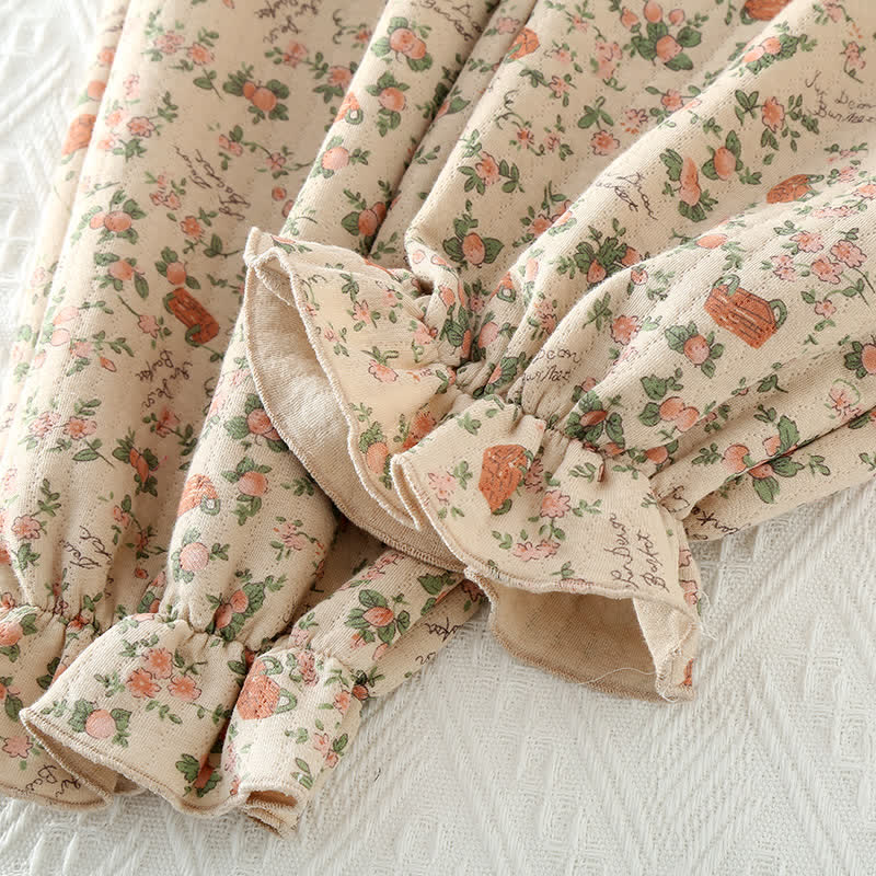Vintage Rose Garden Cotton Loungewear Set