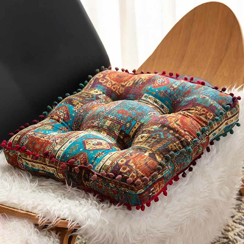 Retro Tassel Chair Pad Floor Cushion