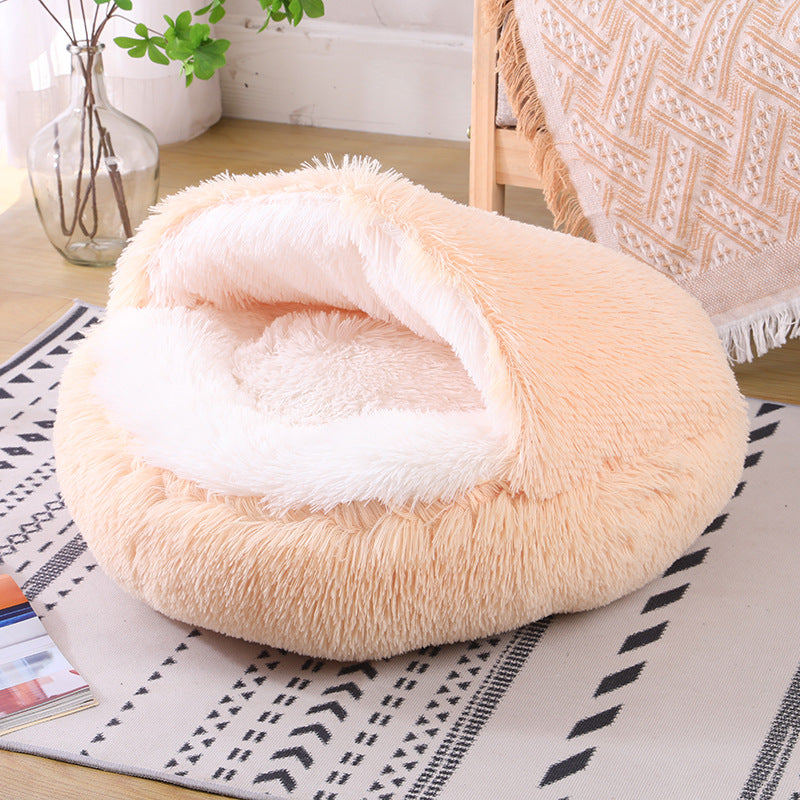 Semi-enclosed Warm Fleece Pet Bed