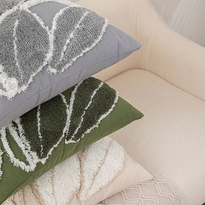 Rural Tufted Leaf Soft Decorative Pillowcase