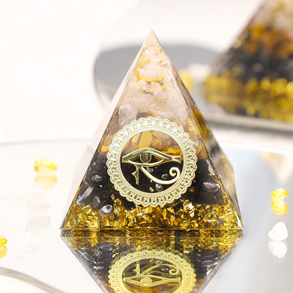 The Energy Protection Obsidian & Tiger Eye Orgone Pyramid