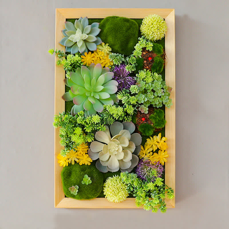Artificial Succulent Wooden Frame Wall Art Decor Ownkoti Colorful