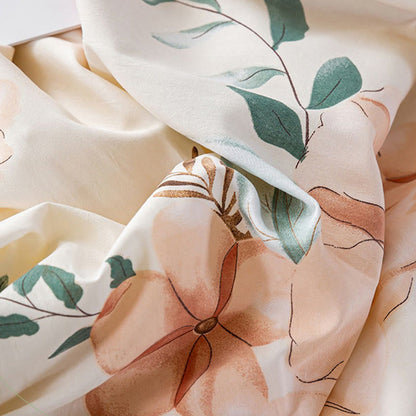 Flower Cotton Linen Quilt Bedsheet & Pillowcases(4PCS)