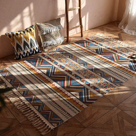 Colorful Bohemian Weave Carpet Tassel Rug