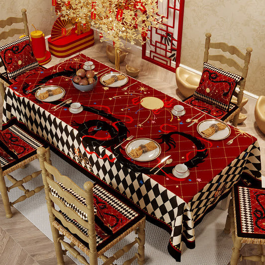 Luxurious Dragon & Star Rectangle Tablecloth