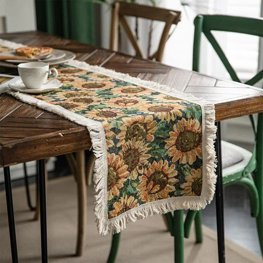 Sunflower Print Table Runner Table Decoration Tablecloth Ownkoti 12" x 118"