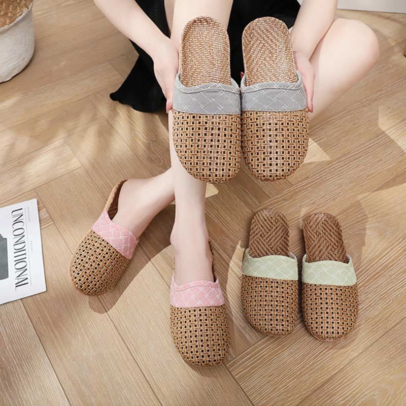 klap Wrap Fortæl mig Modern Hollow-out Anti-slip Flax Slippers – ownkoti
